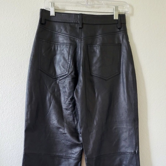 Reformation x Veda Black Kennedy Wide Leg Leather Pants - Picture 8 of 11